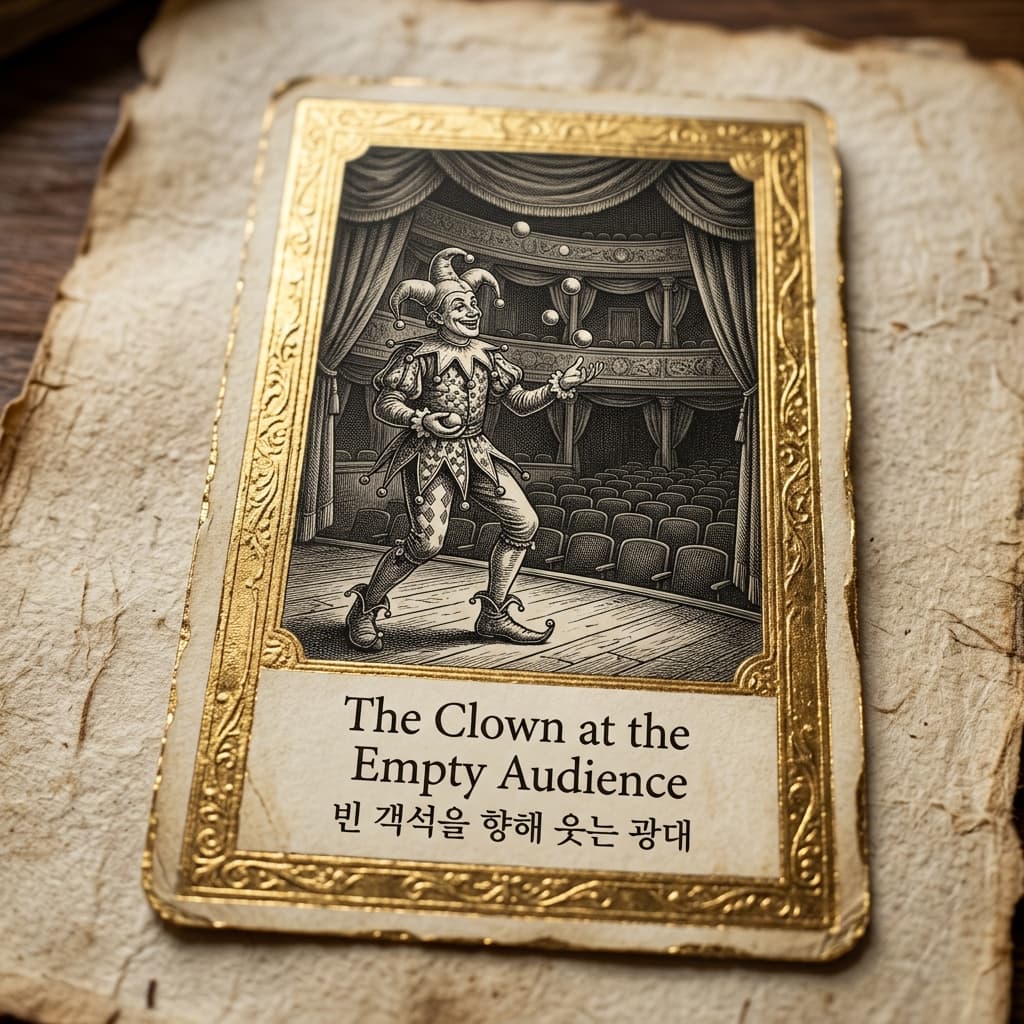 빈 객석을 향해 웃는 광대